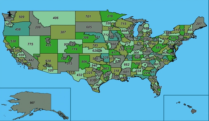 USA Area Code List - Us Map by Area Code